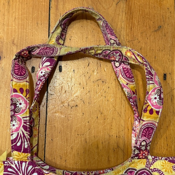 Bali Gold Floral Quilted Tote Bag Yellow and Pink vintage Boho Retired Bag - Picture 7 of 17